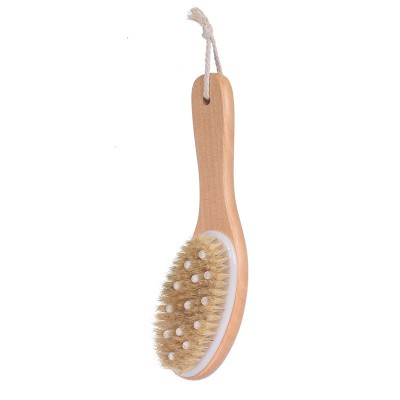 Professional Eco Friendly Wood Handle Boar Bristle Bath Exfoliating Body Scrub Brush