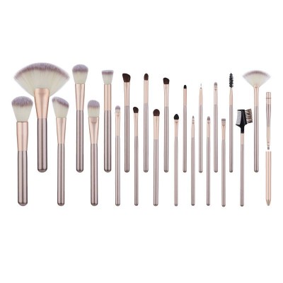 Free Samples 24pcs Gold Silver Brushes Custom Private Label  Flat Face Synthetic Hair Beauty Tools Professional Makeup Brush Set