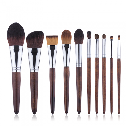 Wholesale High-quality Power Foundation Brushes 10pcs Wood Handle Makeup Brushes Set