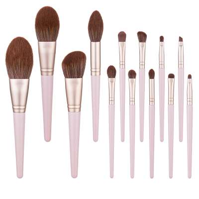 13pcs Brown Hair Pink Blue Green Flat Vegan Face Wholesale Buy Makeup Brushes