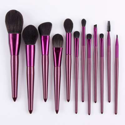 Wholesale 12 Pcs Custom Vegan Purple Private Label Makeup Brush Set