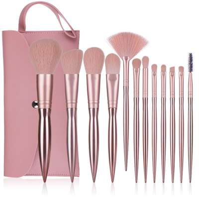 12pcs Hot Light Pink Custom Wooden Pink Make Up Makeup Brushes For Beginner