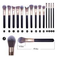 2018 Professional Custom Logo 14pcs Black Wood Cosmetic Makeup Brushes Set