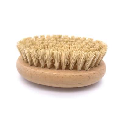 Custom Logo Natural High Quality Ellipse Beech Wooden Sisal Cleaning Nail Brush