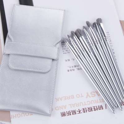 Custom Logo White Fluffy Synthetic Eye shadow Eyeshadow Brushes with PU Leather Bag